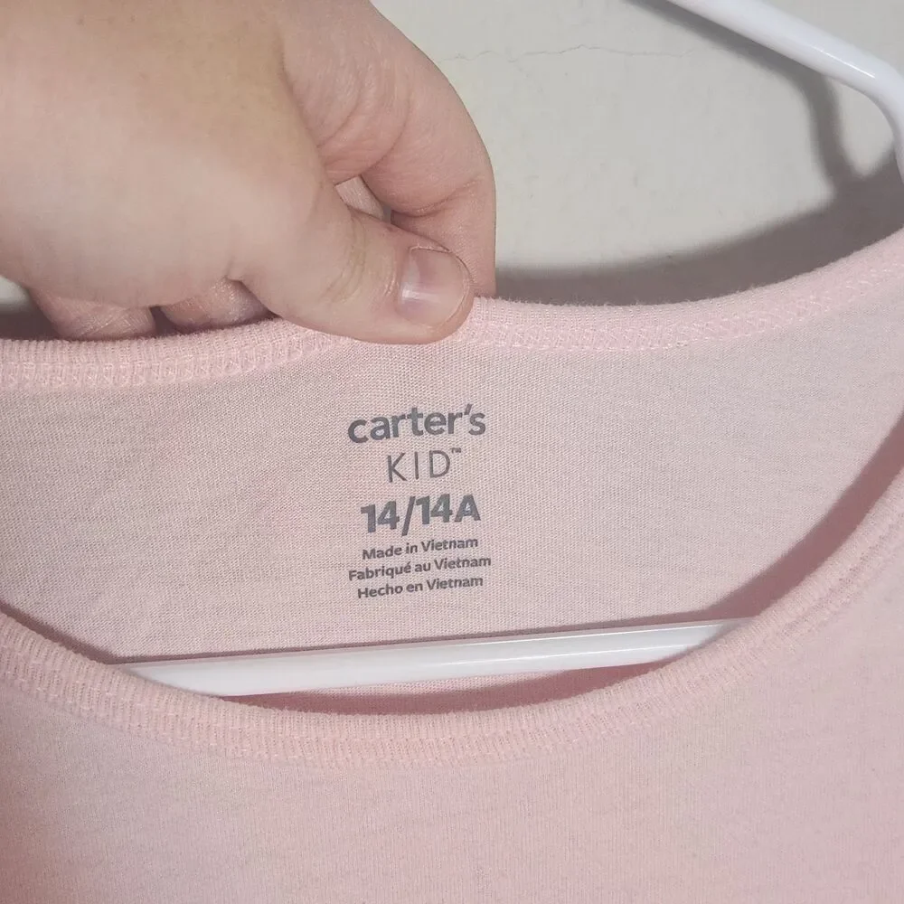 Carter's Kids Girls Tulle Dress Size 14 Pink Short Sleeve Party Skater Easter